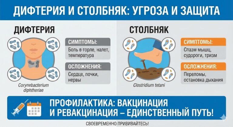 Все, что нужно знать о дифтерии и столбняке