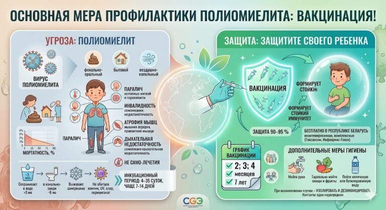 Основная мера профилактики полиомиелита: ВАКЦИНАЦИЯ!