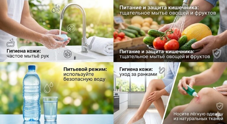 Летняя гигиена: как защитить кожу и кишечник от бактерий и инфекций